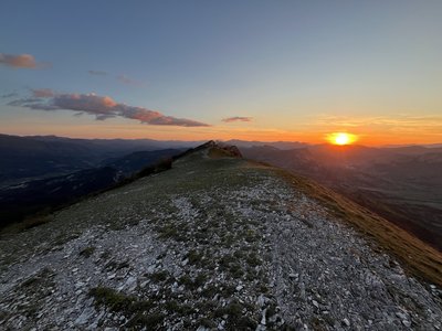 Géo-rando : coucher de soleil et pleine lune sur la crête de Gâche - Autres Versants_Saint-Geniez